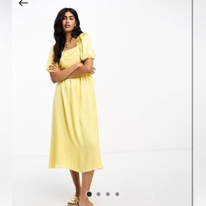 Y.A.S. Puff Sleeve Yellow Midi Dress